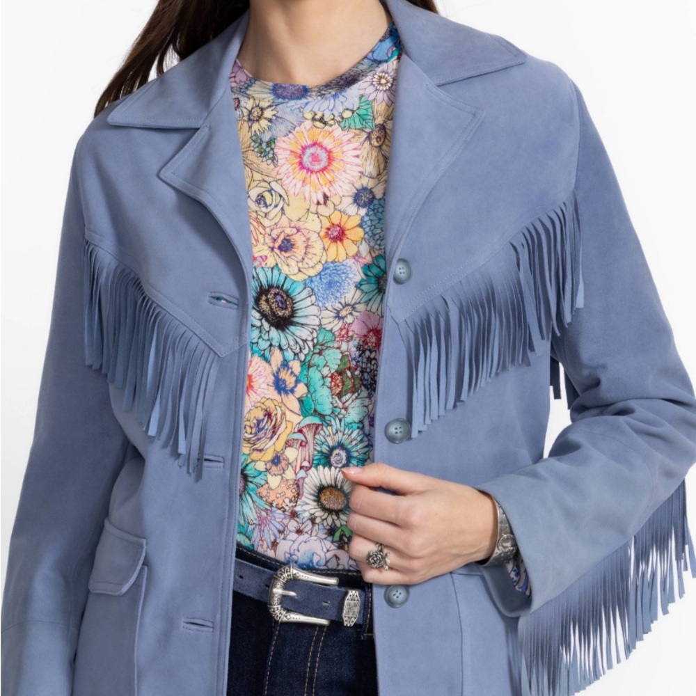 Johnny Was Italian Suede Fringe Jacket